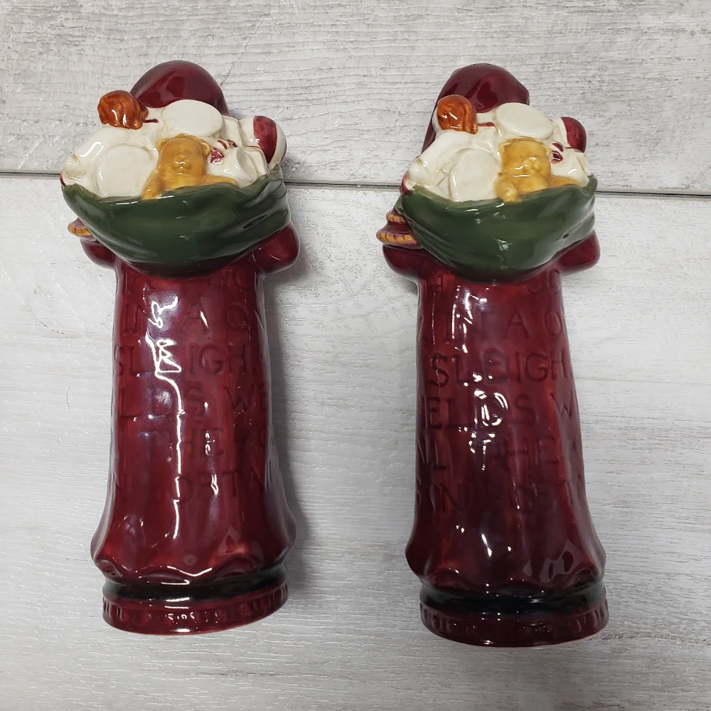 Vintage Salt & Pepper Shakers Father Christmas Santa Bag Toys Christmas
